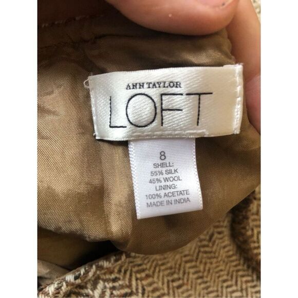 Ann Taylor LOFT Women’s Brown and Cream Elegant Knee Length Flared A-Line Skirt - Picture 5 of 6